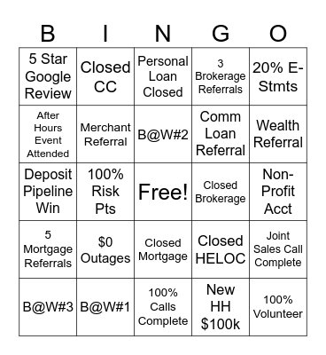 United Bank Bingo Card