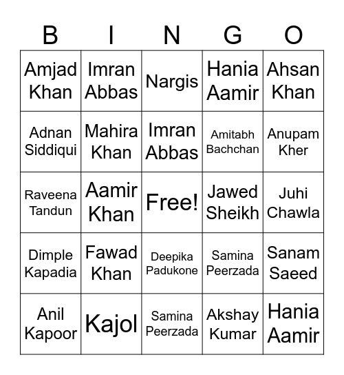 Desi Bingo Card