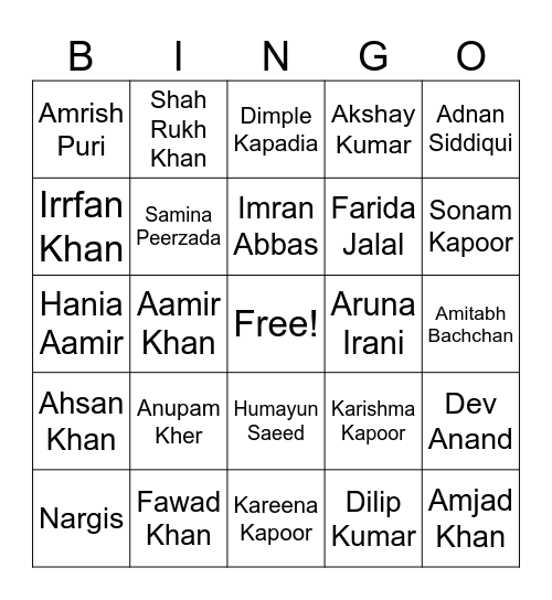 Desi Bingo Card