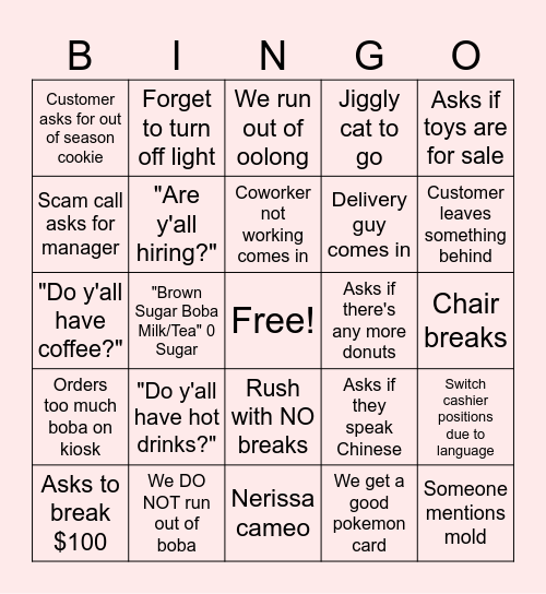 Boba Bingo Card