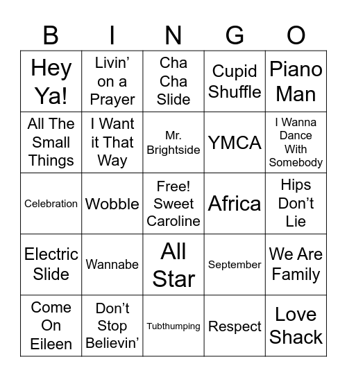 White people wedding playlist 2025 Bingo Card
