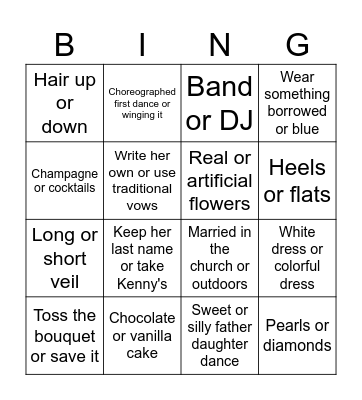 This or That Bingo Card