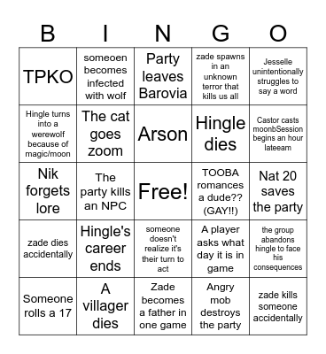 Bingo card Bingo Card