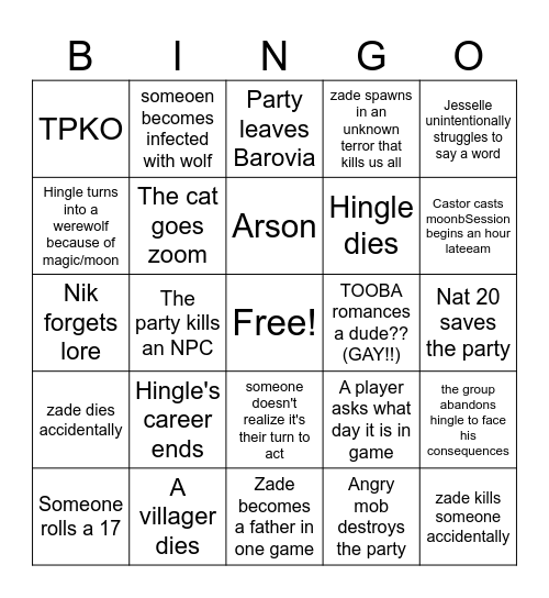 Bingo card Bingo Card