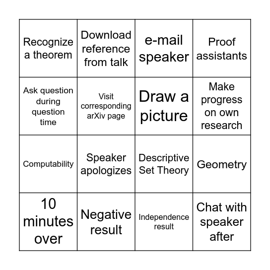 ASL Conference Bingo Card