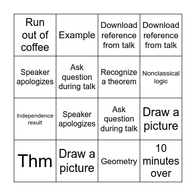 ASL Conference Bingo Card