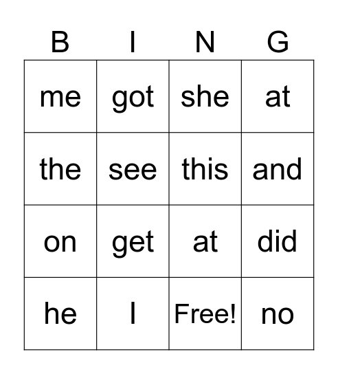 BINGO Card