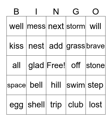 10/27 Spelling Words & Review Bingo Card
