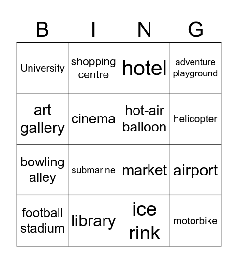 GMF 4 unit 5 vocabulary Bingo Card