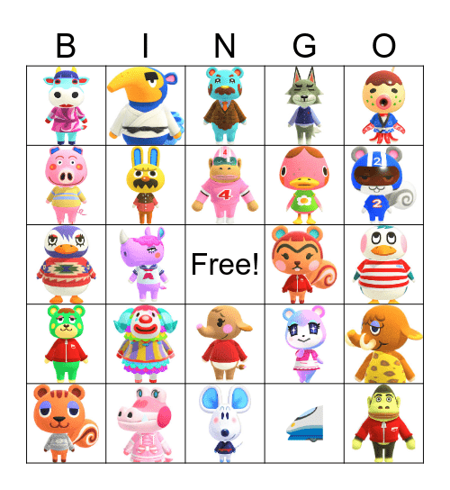 Animal Crossing Villager Hunting Bingo Card