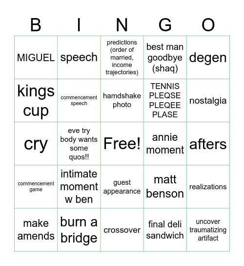 the last supper Bingo Card