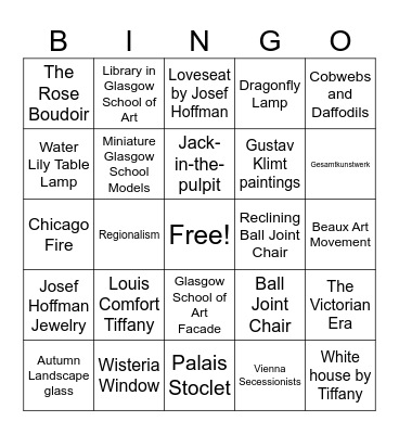 Art Nouveau / American Interiors Review Bingo Card