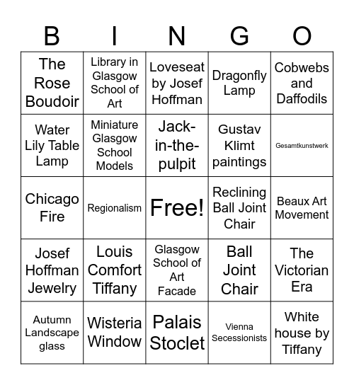 Art Nouveau / American Interiors Review Bingo Card