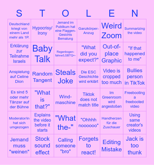 Ultimate SSSniperwolf Bingo 6x6 Bingo Card