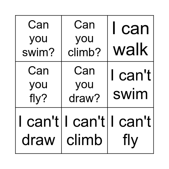 Can you...? Bingo Card