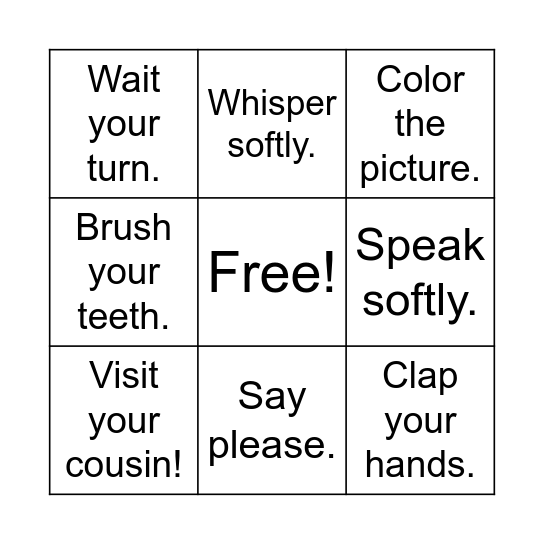 Imperative BINGO Card