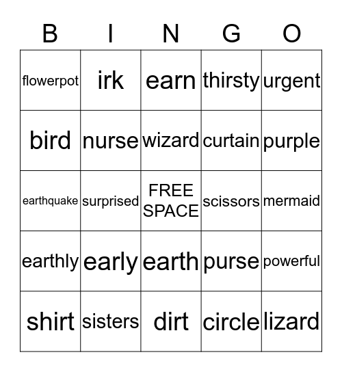 Articulation BINGO Card