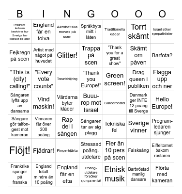 Eurovision Bingo Card