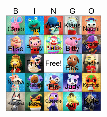 Animal Crossing Bingo Card