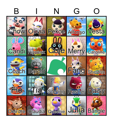 Animal Crossing Bingo Card