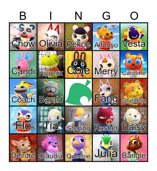 Animal Crossing Bingo Card