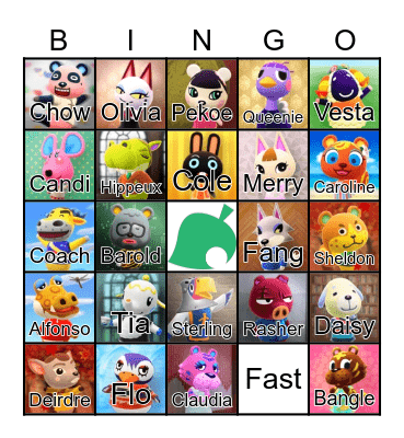 Animal Crossing Bingo Card