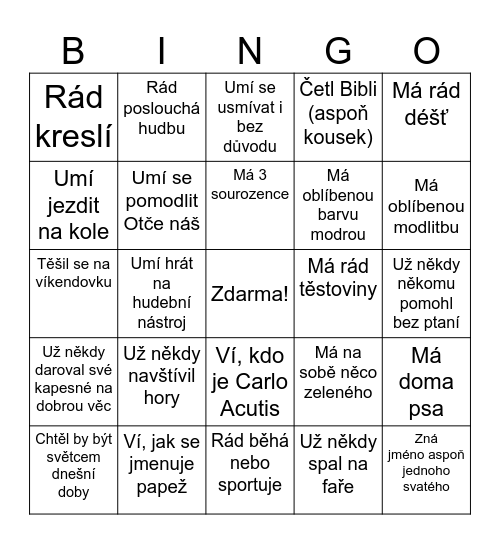 Najdi někoho KDO... Bingo Card