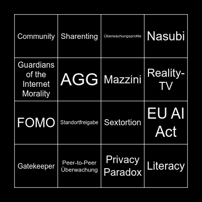 Privat und Öffentlich Bingo Card