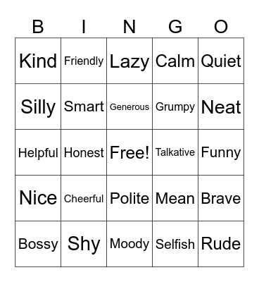 What are they like? Bingo Card