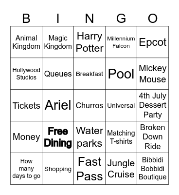 Keith's Disney Bingo Card