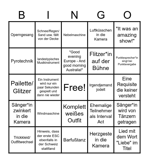 ESC Bullshit Bingo Card