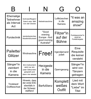 ESC Bullshit Bingo Card