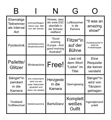 ESC Bullshit Bingo Card