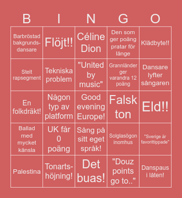 Eurovision 2025! Bingo Card