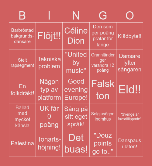 Eurovision 2025! Bingo Card