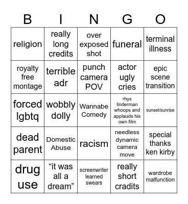Student films ‘25 Bingo Card