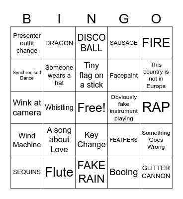 EUROVISION 2025 Bingo Card