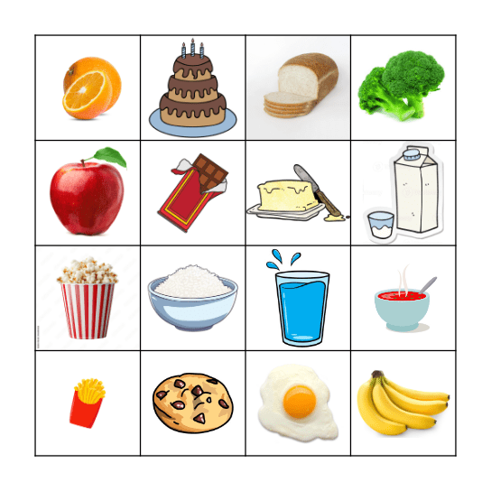 Food & Drinks Bingo Card