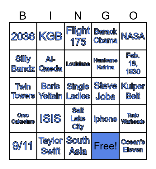 2000's Bingo Card
