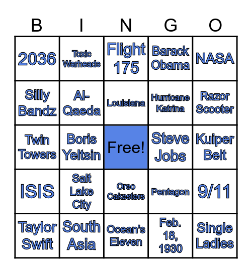 2000's Bingo Card