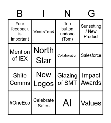 All Hands Bingo Card