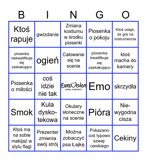 EUROVISION BINGO Card