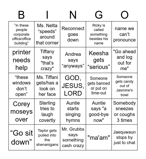 Buckle up and Hold On Tight Bingo Card