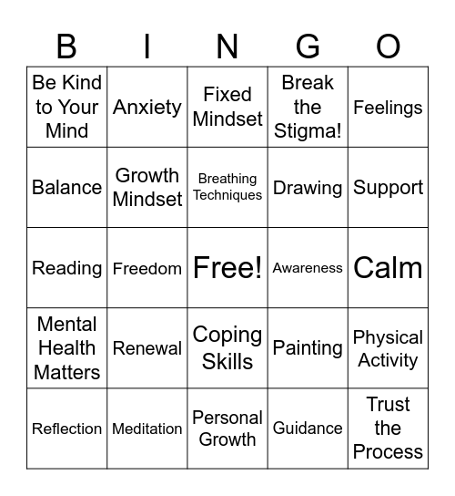 Mental Health Awareness Month Bingo! Bingo Card