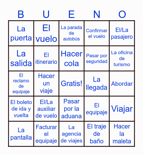 A2U1L1 Vocabulary Bingo Card