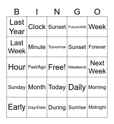 Time Bingo Card