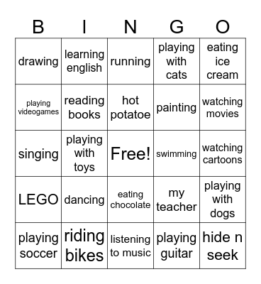 Hobbies and sports bingo Card