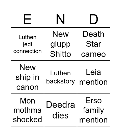 andor finale Bingo Card