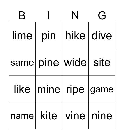 i_e Bingo Card