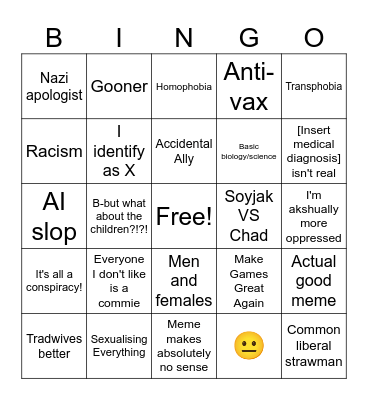 Conservative Bingo Card